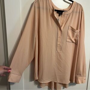 Lane Bryant Light Peach Blouse with Button Accents